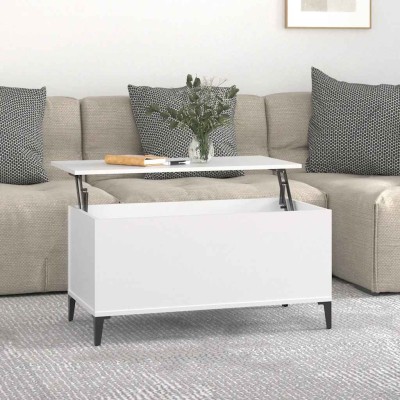 Mesa de centro madera contrachapada blanco 90x44,5x45 cm