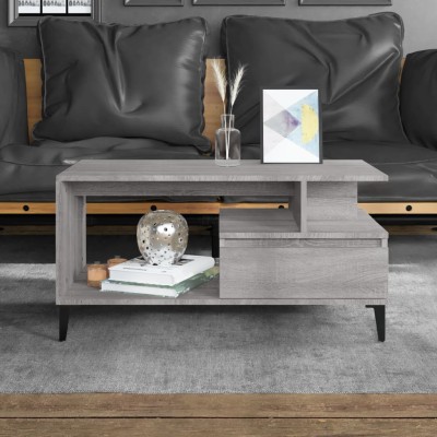Mesa de centro madera contrachapada gris Sonoma 90x49x45 cm