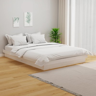 Estructura de cama sin colchón madera maciza blanco 120x200 cm