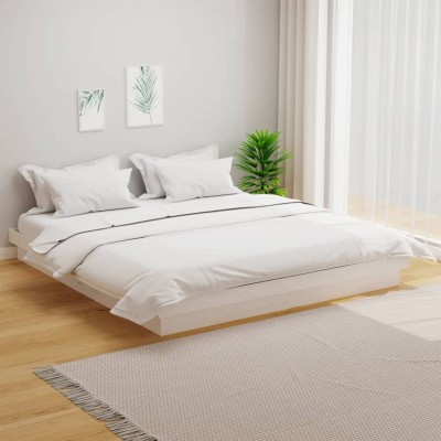 Estructura de cama sin colchón madera maciza blanco 160x200 cm