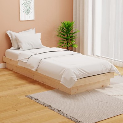 Estructura de cama individual pequeña sin colchón madera maciza