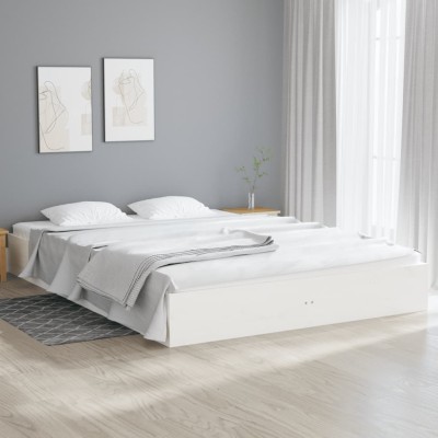 Estructura de cama sin colchón madera maciza blanco 180x200 cm
