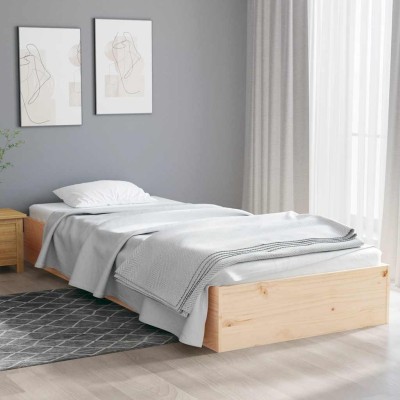 Estructura cama individual sin colchón madera maciza 75x190 cm