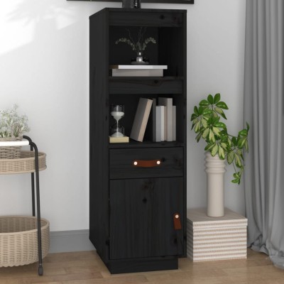 Aparador alto de madera maciza de pino negro 34x40x108,5 cm