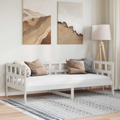 Sofá cama madera maciza de pino blanco 80x200 cm