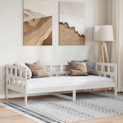 Sofá cama madera maciza de pino blanco 90x190 cm