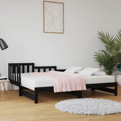 Sofá cama extraíble sin colchón negro 2x(90x190) cm