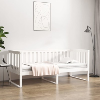 Diván sin colchón blanco 100x200 cm madera maciza de pino