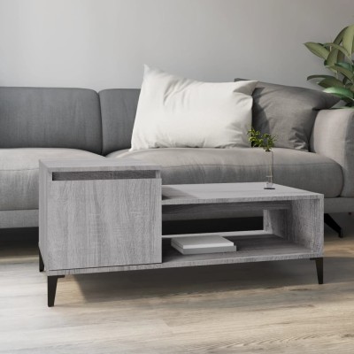 Mesa de centro madera contrachapada gris Sonoma 100x50x45 cm