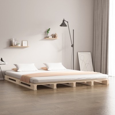 Cama de palets de madera maciza de pino 140x200 cm