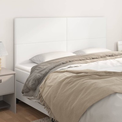 Cabeceros 4 unidades de cuero sintético blanco 80x5x78/88 cm