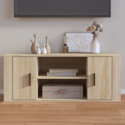 Mueble para TV madera contrachapada color roble 100x35x40 cm