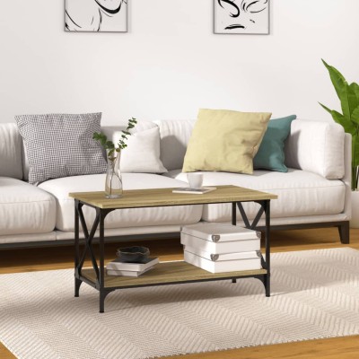 Mesa de centro madera y hierro roble Sonoma 80x45x45 cm