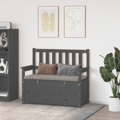 Banco de madera maciza de pino gris 112,5x51,5x96,5 cm