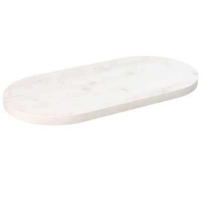 Tablero de mesa ovalado madera maciza pino blanco 60x30x2,5 cm