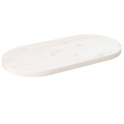 Tablero de mesa ovalado madera maciza pino blanco 70x35x2,5 cm