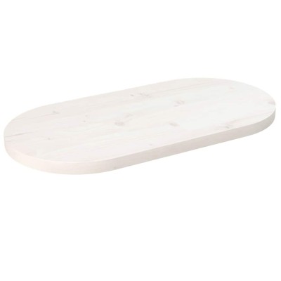 Tablero de mesa ovalado madera maciza pino blanco 80x40x2,5 cm