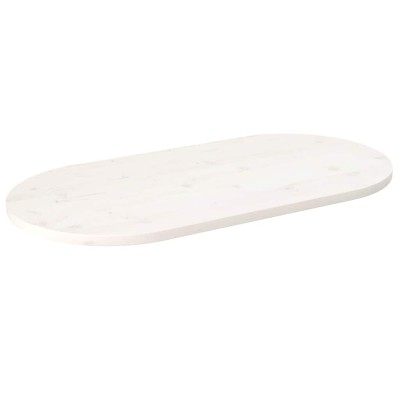 Tablero de mesa ovalado madera maciza pino blanco 90x45x2,5 cm