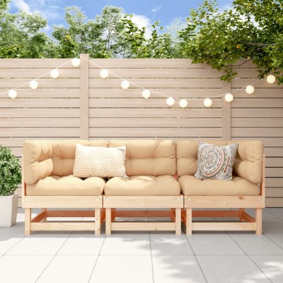 Juego de muebles de jardín 3 piezas madera maciza de pino