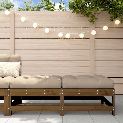 Taburetes de jardín con cojines 2 uds madera pino marrón miel