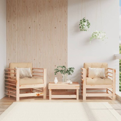 Sillones de jardín con cojines 2 uds madera maciza de pino