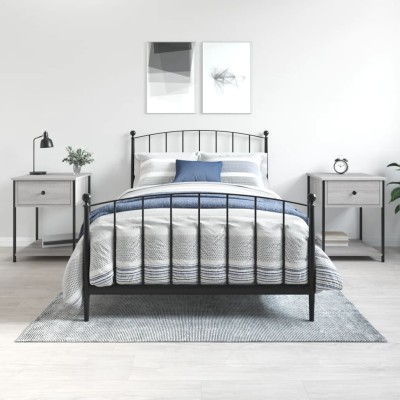 Mesita de noche 2 uds madera ingeniería gris Sonoma 44x45x58 cm
