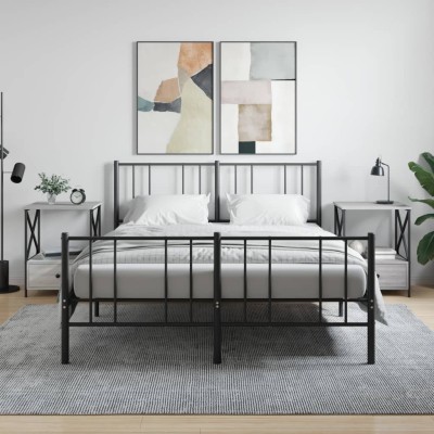 Mesita de noche 2 uds madera ingeniería gris Sonoma 50x41x65 cm