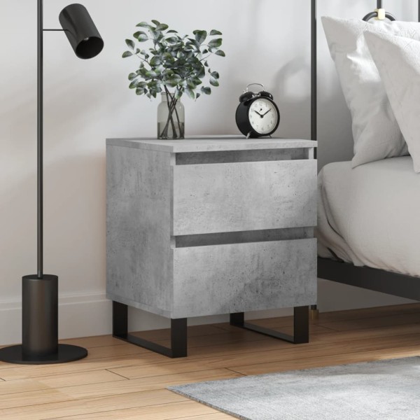 Mesita de noche madera de ingeniería gris hormigón 40x35x50 cm