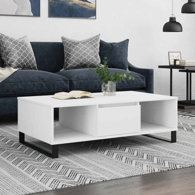 Mesa de centro madera de ingeniería blanco 104x60x35 cm