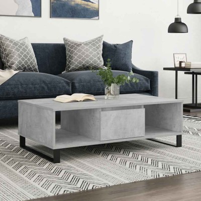 Mesa de centro madera de ingeniería gris hormigón 104x60x35 cm