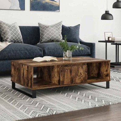 Mesa de centro madera de ingeniería roble ahumado 104x60x35 cm