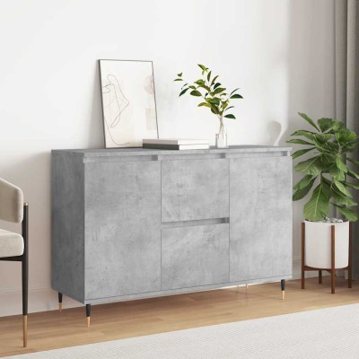 Aparador de madera de ingeniería gris hormigón 101,5x35x70 cm