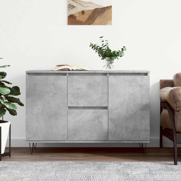 Aparador de madera de ingeniería gris hormigón 101,5x35x70 cm