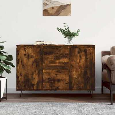 Aparador de madera de ingeniería roble ahumado 101,5x35x70 cm