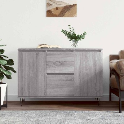 Aparador de madera de ingeniería gris Sonoma 101,5x35x70 cm
