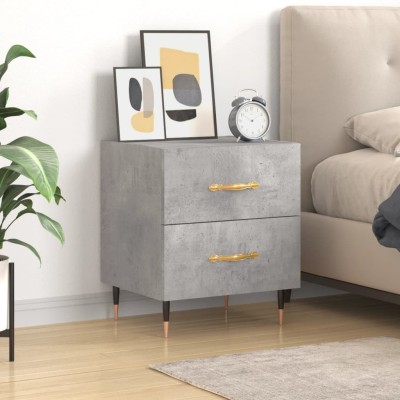 Mesita de noche madera ingeniería gris hormigón 40x35x47,5 cm