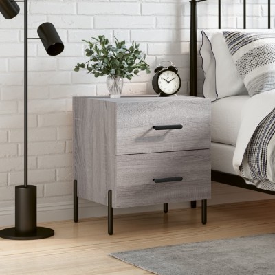 Mesita de noche madera de ingeniería gris Sonoma 40x35x47,5 cm
