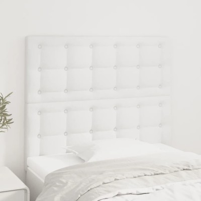 Cabeceros 2 unidades de cuero sintético blanco 90x5x78/88 cm