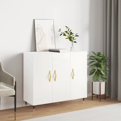 Aparador de madera de ingeniería blanco 90x34x80 cm