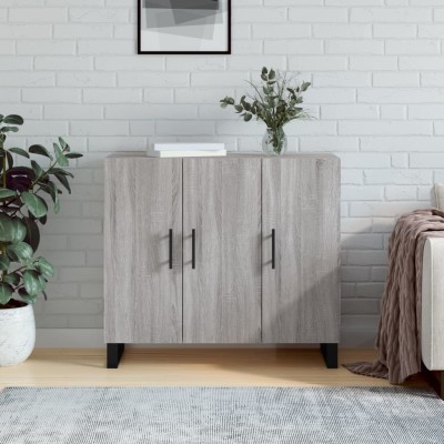 Aparador de madera de ingeniería gris Sonoma 90x34x80 cm