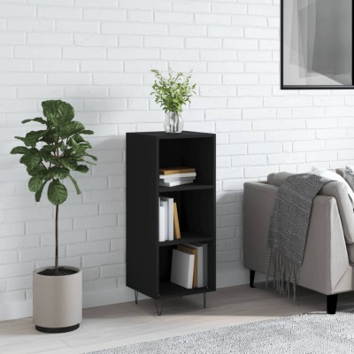 Aparador de madera de ingeniería negro 34,5x32,5x90 cm
