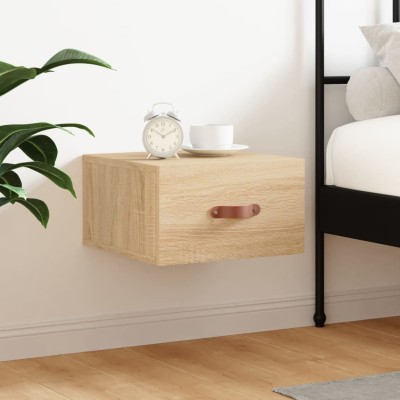 Mesita de noche de pared color roble Sonoma 35x35x20 cm