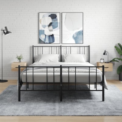 Mesitas de noche de pared 2 uds color roble Sonoma 35x35x20 cm