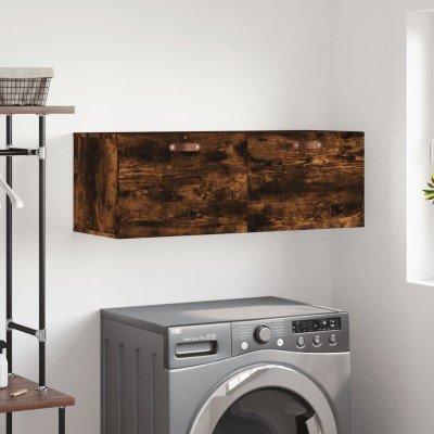 Armario de pared madera ingeniería roble ahumado 100x36,5x35 cm