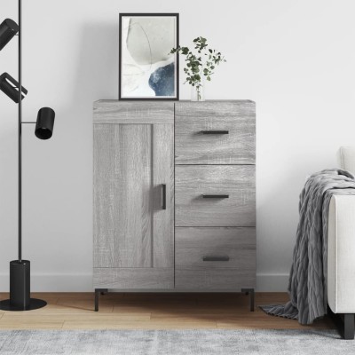 Aparador de madera de ingeniería gris Sonoma 69,5x34x90 cm