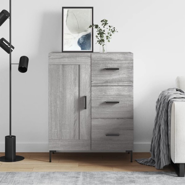 Aparador de madera de ingeniería gris Sonoma 69,5x34x90 cm