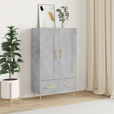 Aparador alto madera de ingeniería gris hormigón 69,5x31x115 cm