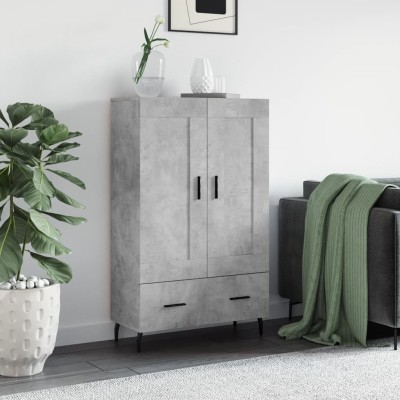 Aparador alto madera de ingeniería gris hormigón 69,5x31x115 cm