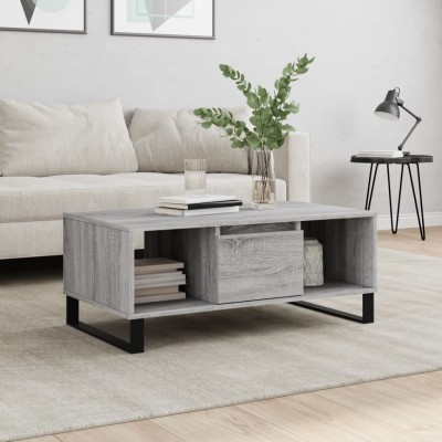 Mesa de centro madera contrachapada gris Sonoma 90x50x36,5 cm