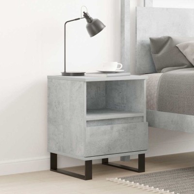 Mesita de noche madera de ingeniería gris hormigón 40x35x50 cm